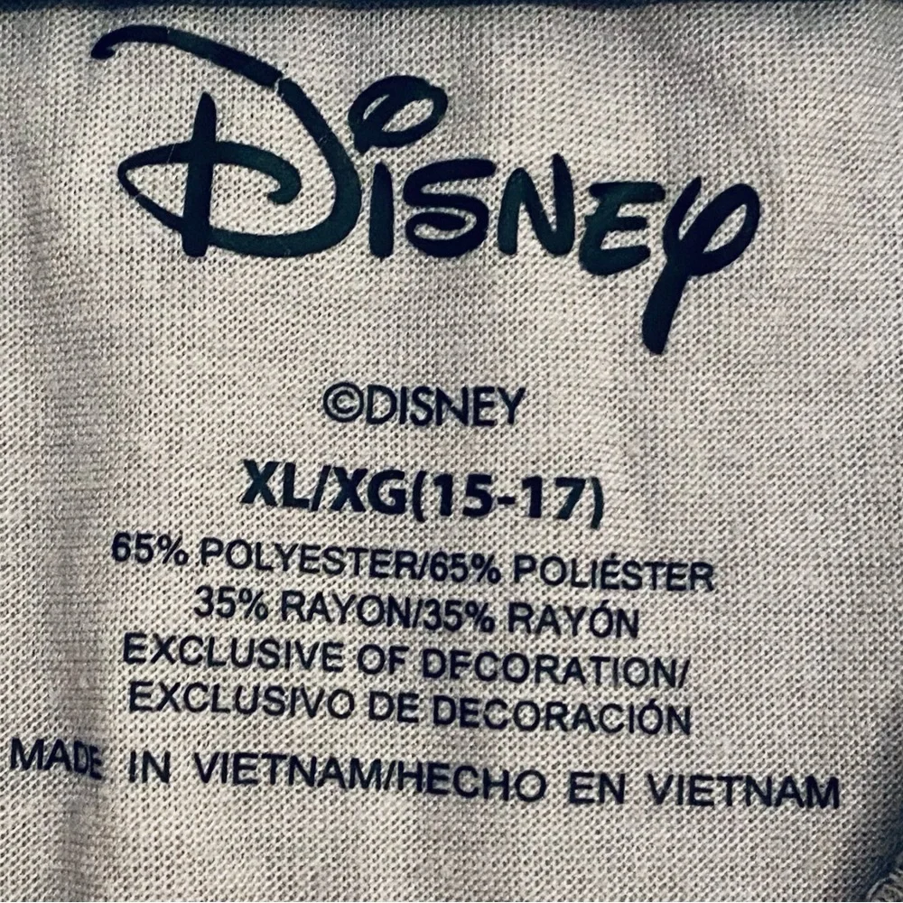 Disney Free to Dream Juniors Women's Size XL Gray Graphic Cropped Top Shirt